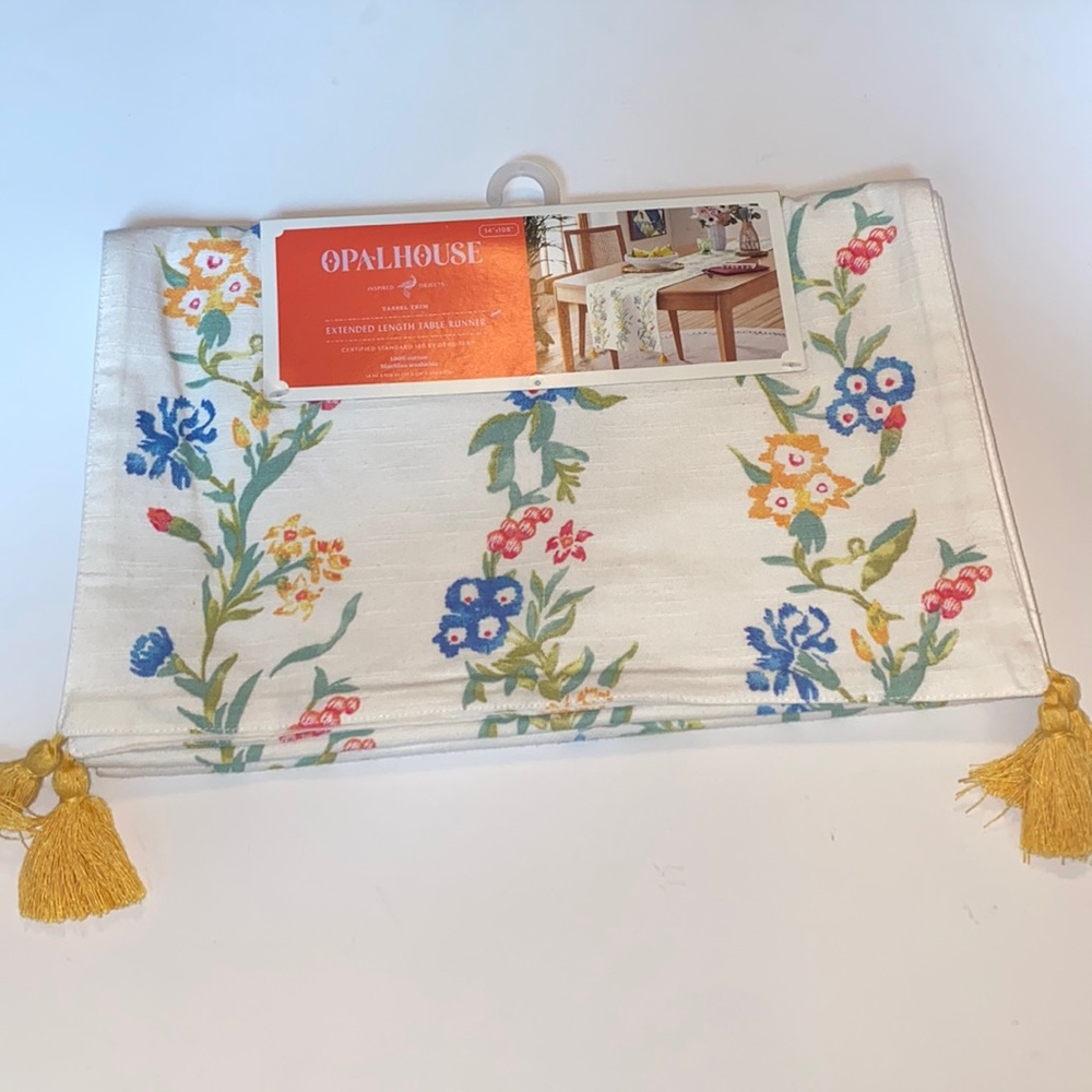 COPY - New Opalhouse extended length table runner with tassels